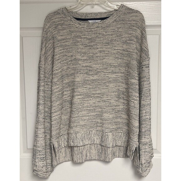 Time and Tru Women's Long Sleeve Drop Shoulder Top Navy White Large 12-14 - Picture 2 of 9